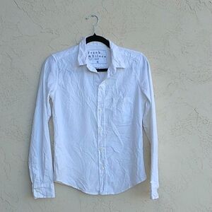FRANK & EILEEN Barry Crinkle Button Down Shirt 100% Cotton Size XS